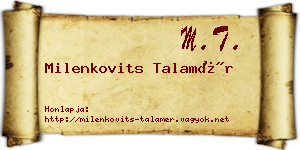 Milenkovits Talamér névjegykártya